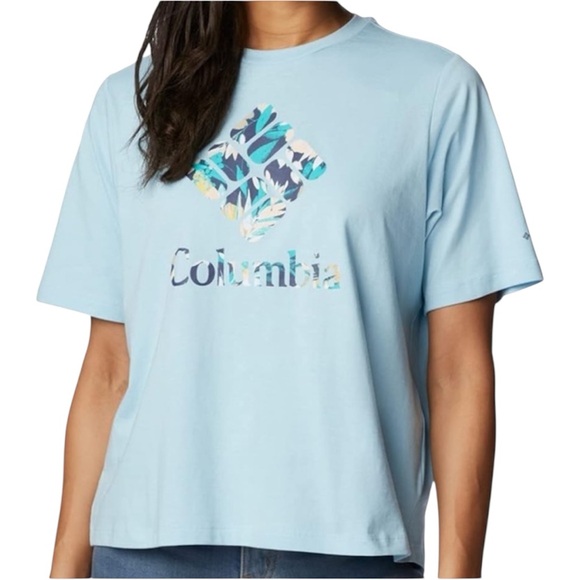 Columbia Tops - Columbia Women's Light Blue North Cascades Relaxed Fit Graphic Tee